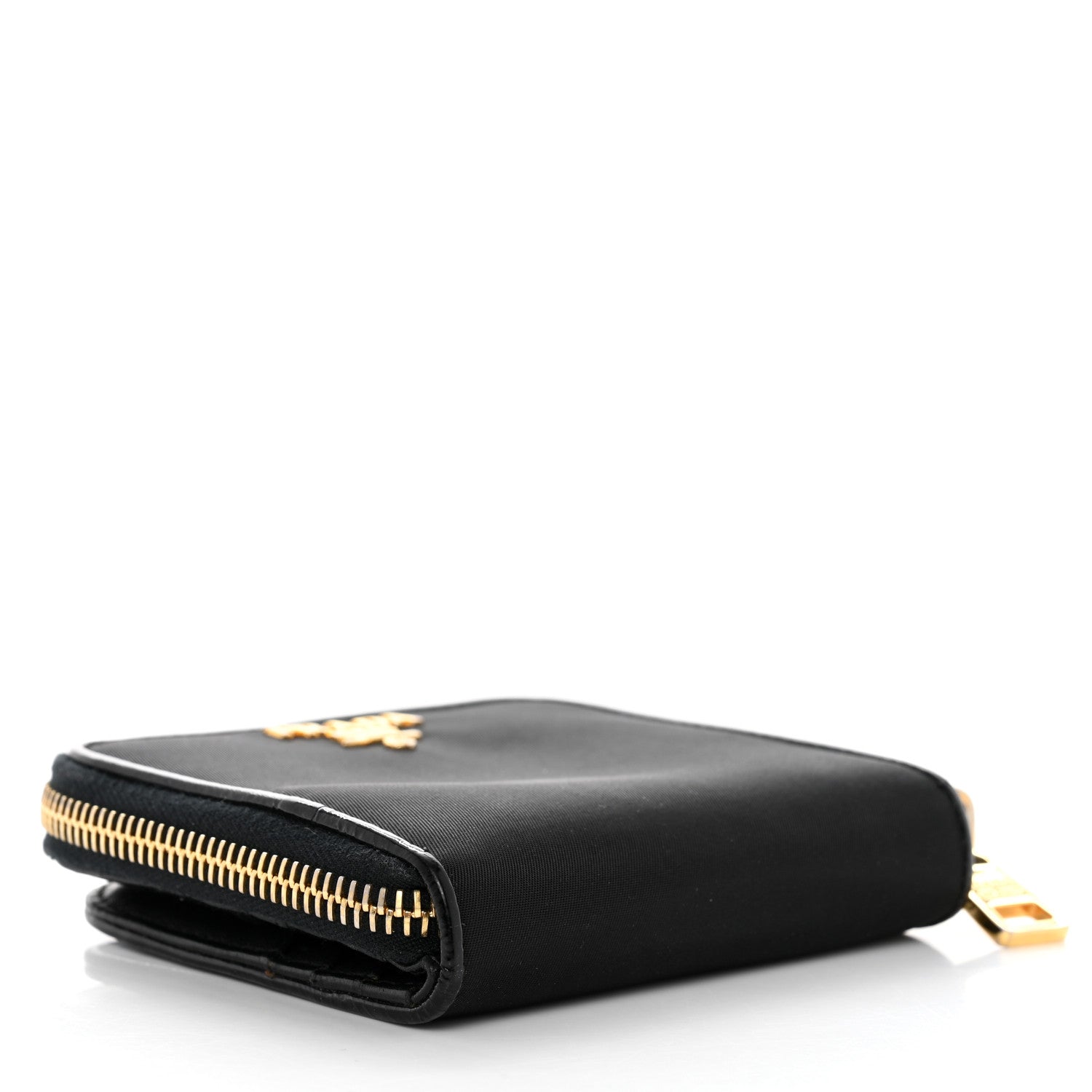 Prada Tessuto Nylon Patent Compact Zip Around Wallet Black 4 of 12