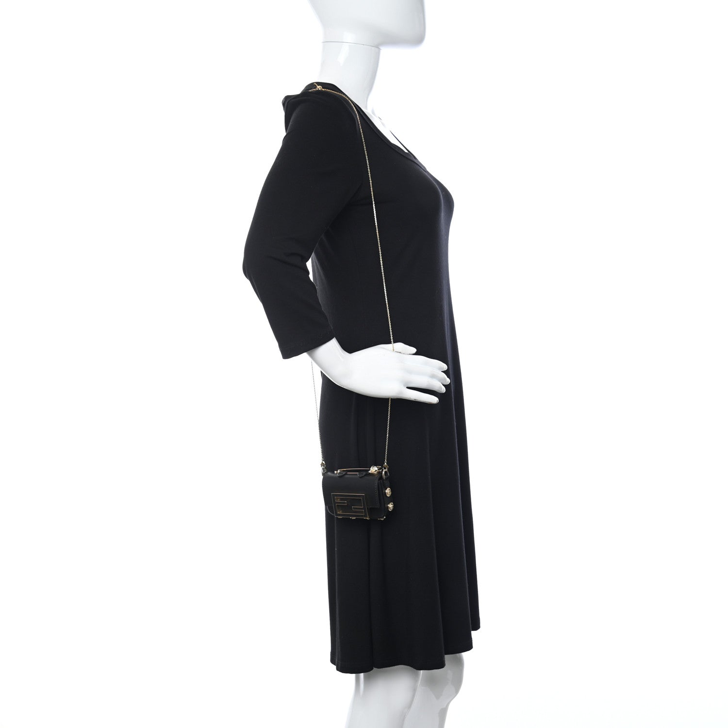 Fendi X VERSACE Vitello Seta Fendace Studded Nano Brooch Baguette Black 2 of 11