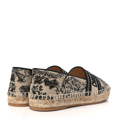 Christian Dior Embroidered Toile De Jouy Granville Espadrille 38 Hazelnut Black 4 of 9