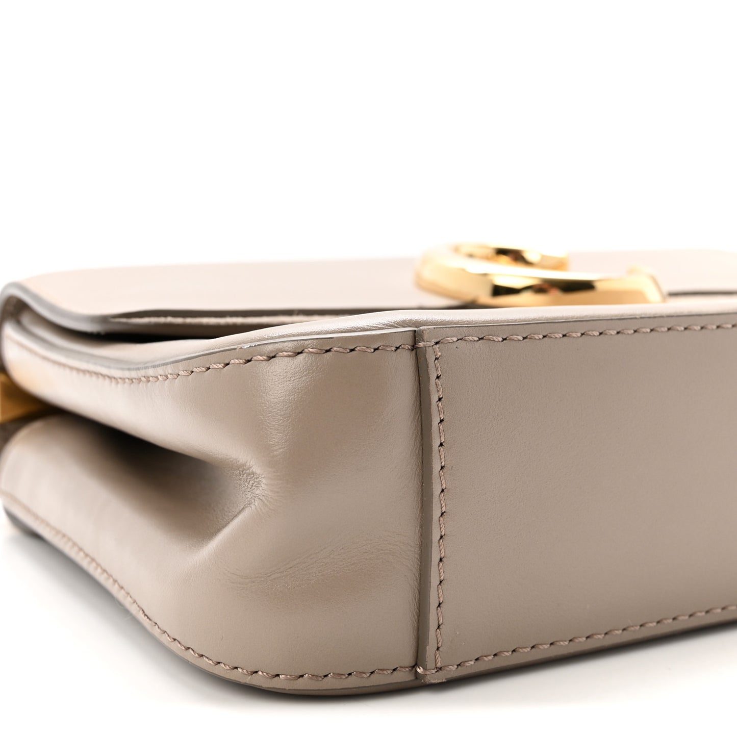 Shiny Calfskin Suede Small C Double Carry Bag Motty Grey