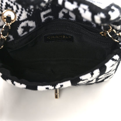 Chanel Cashmere Knit Coco Neige Flap Black White 5 of 10
