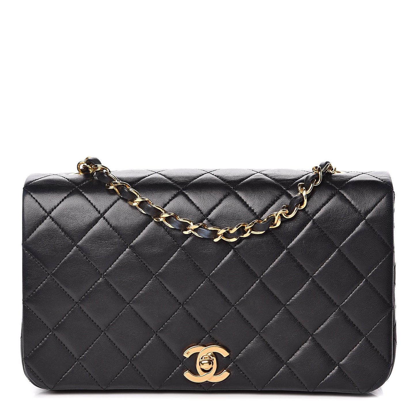 Lambskin Quilted Small Single Flap Bag Black