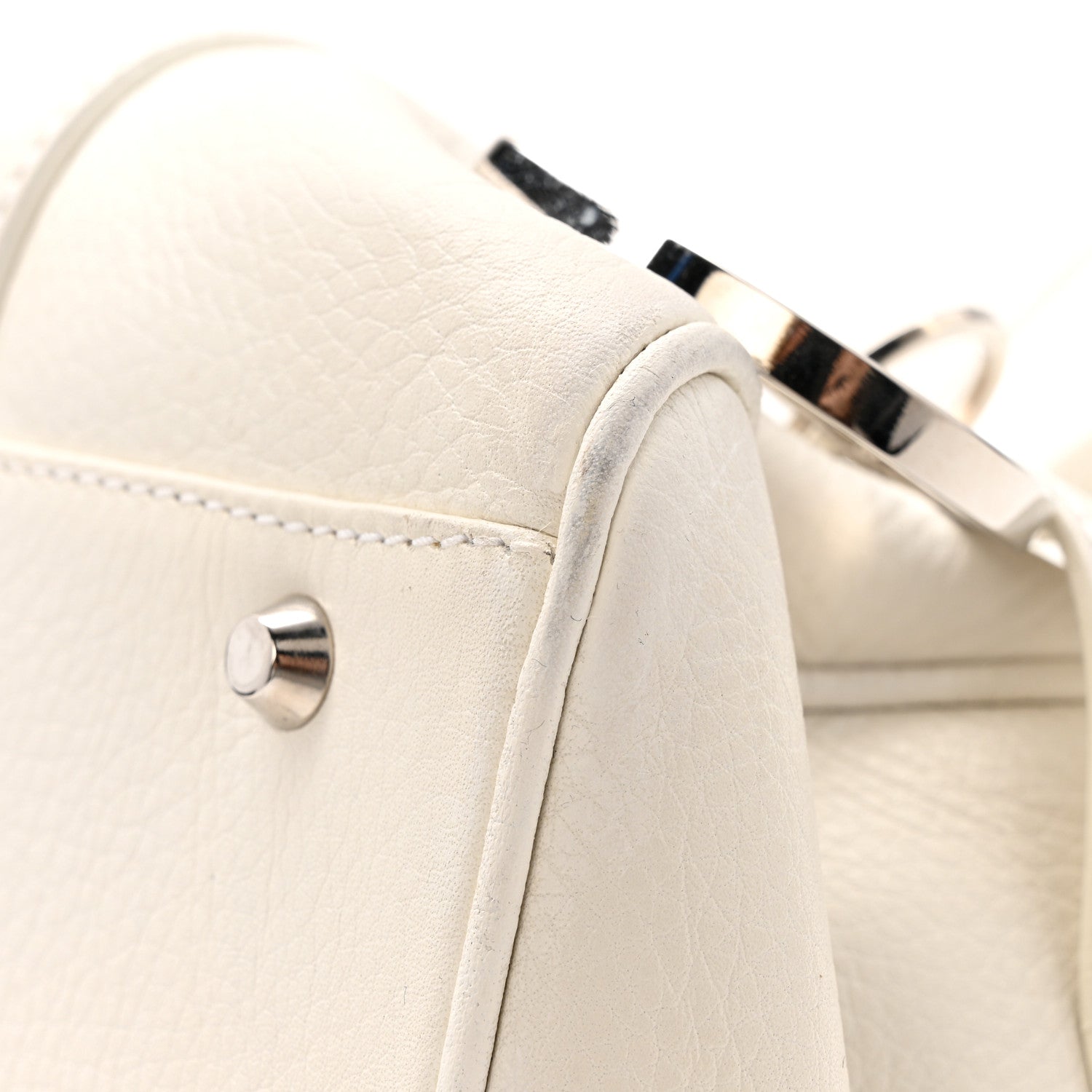 Christian Dior Calfskin Logo Charms Boston White 11 of 15