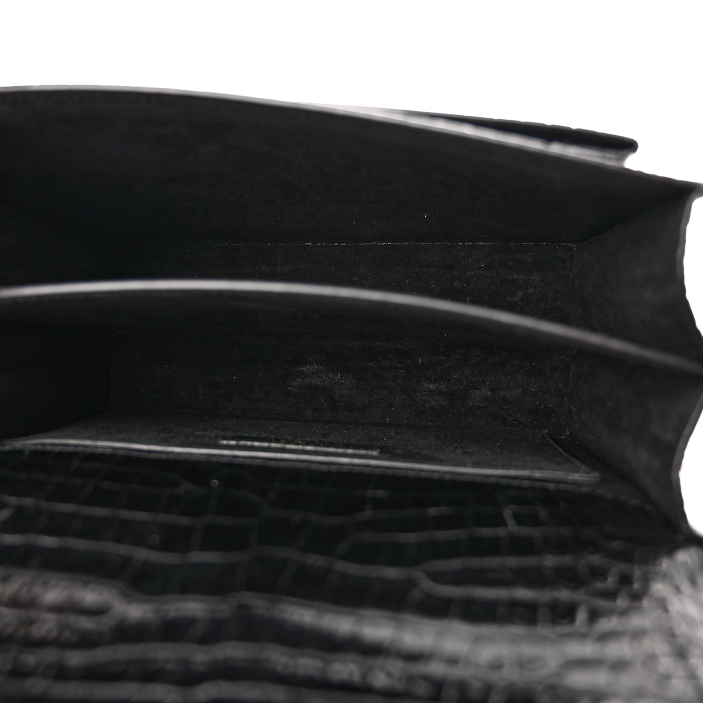 Calfskin Crocodile Embossed Medium Monogram Sunset Black