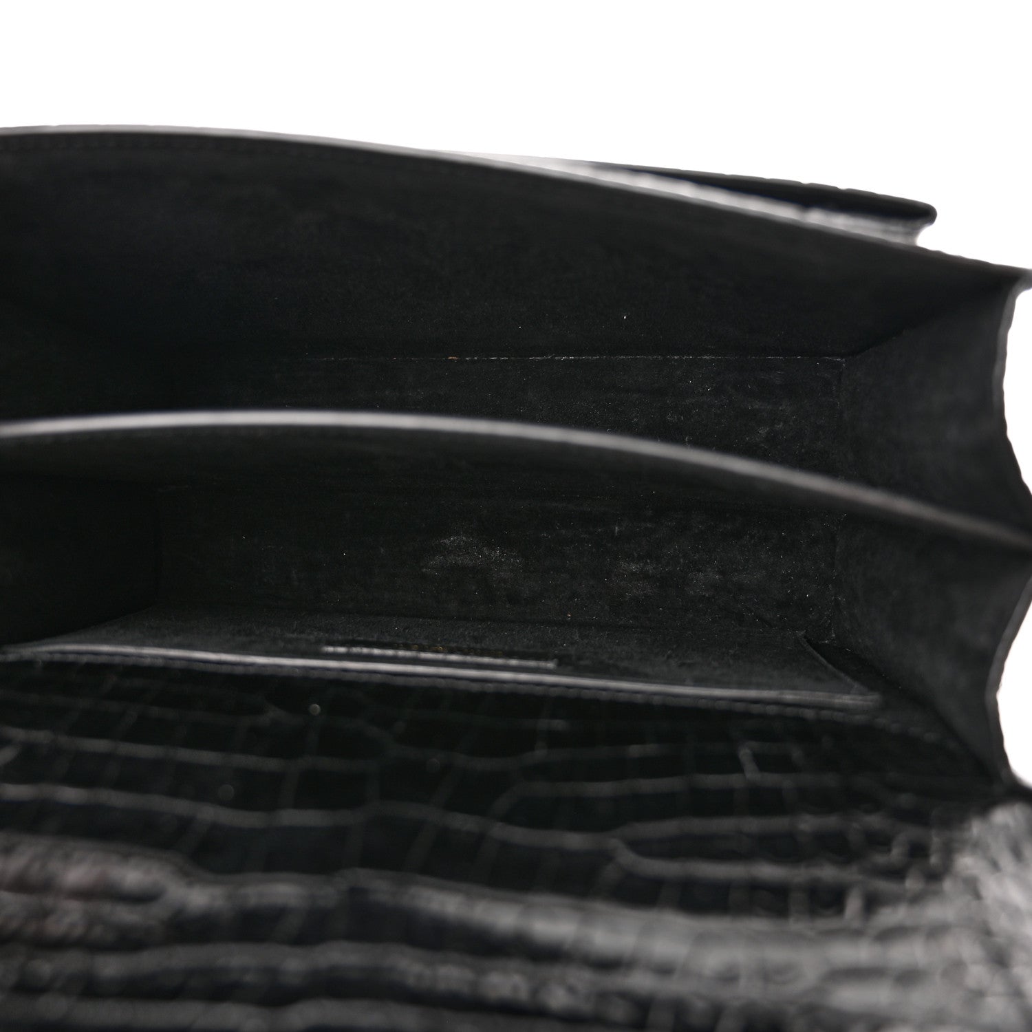 Saint Laurent Calfskin Crocodile Embossed Medium Monogram Sunset Black 5 of 12