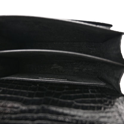 Saint Laurent Calfskin Crocodile Embossed Medium Monogram Sunset Black 5 of 12