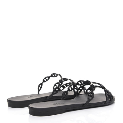 Hermes Rubber Chaine d'Ancre Rivage Sandals 37 Black 4 of 10