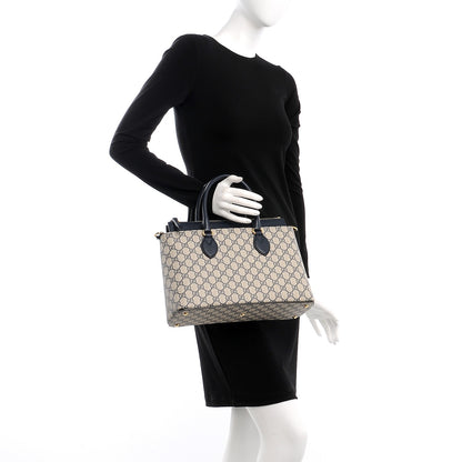 Gucci GG Supreme Monogram Small Zip Top Tote Beige Blue 3 of 8