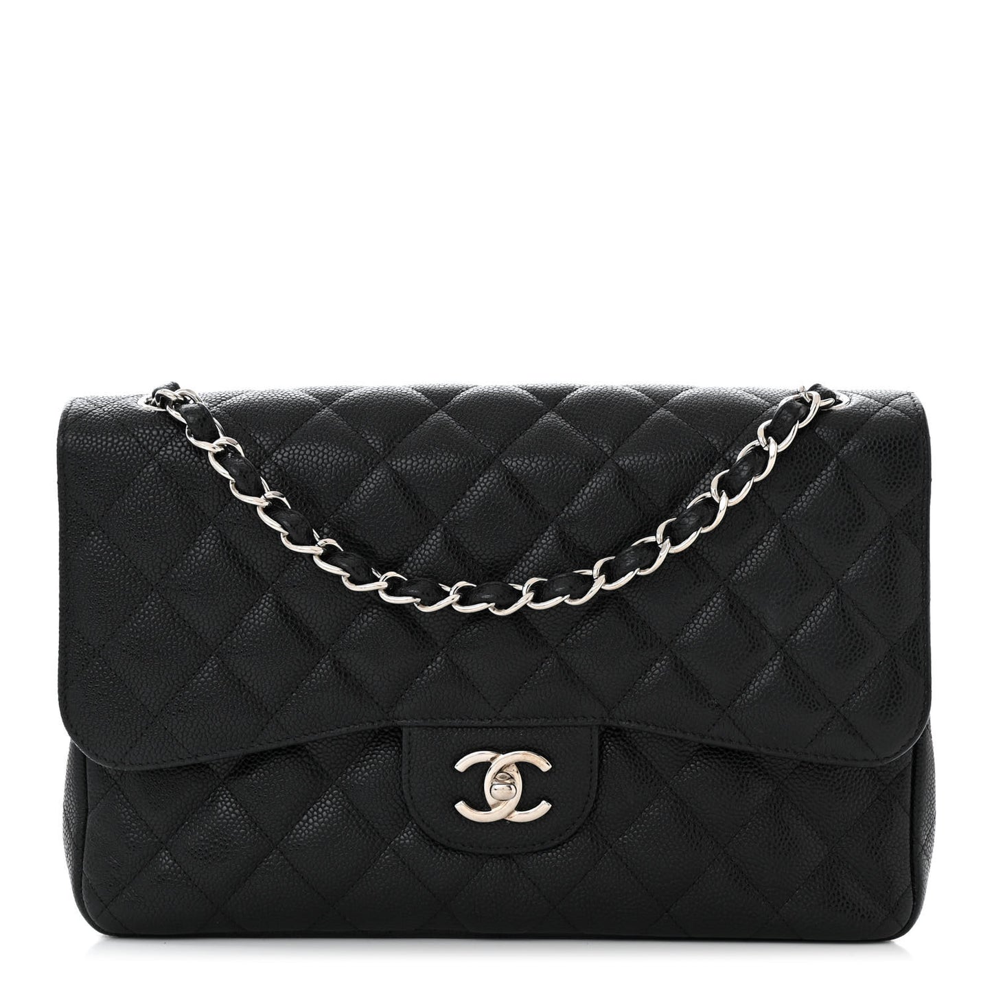 Caviar Quilted Jumbo Double Flap Black