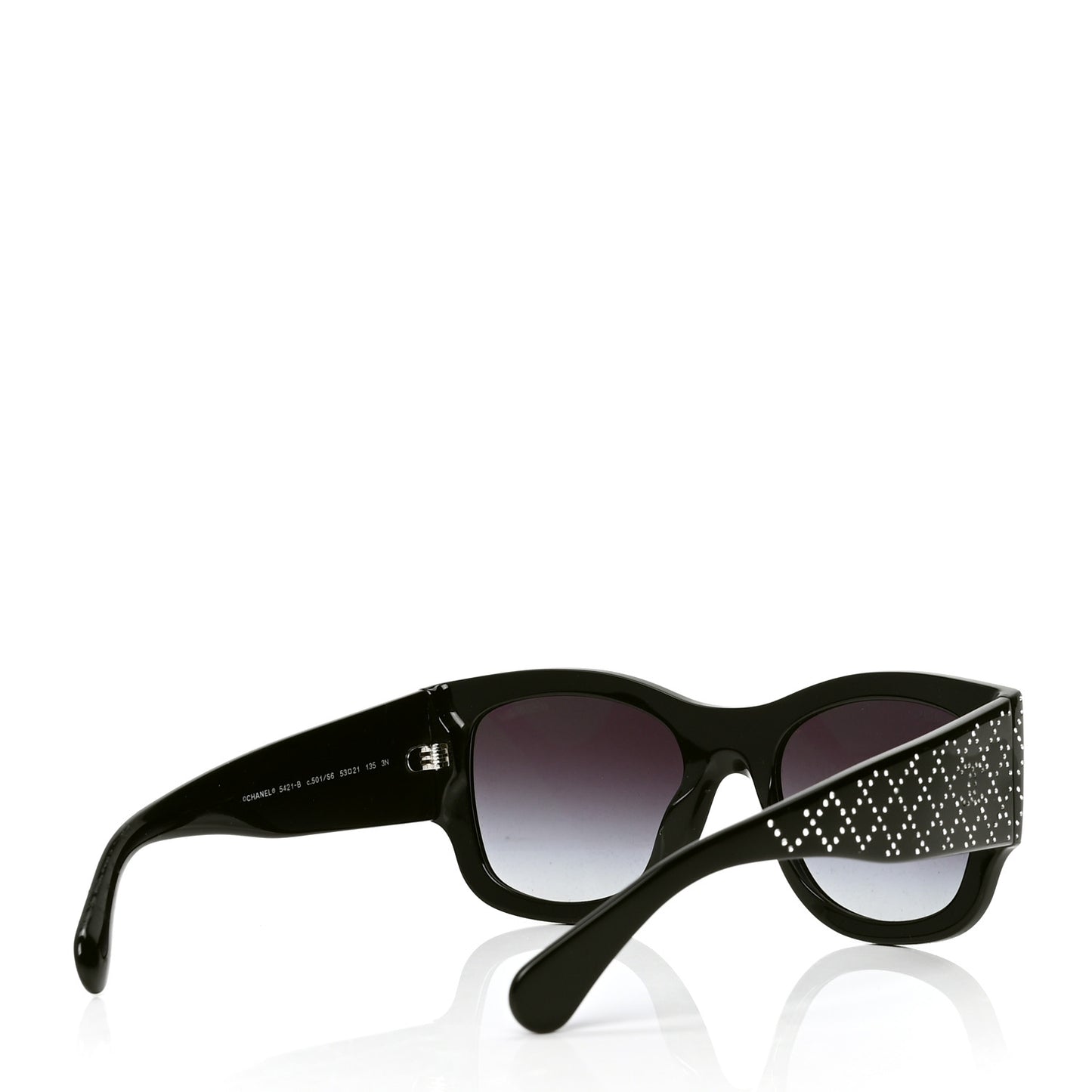 Acetate Strass Rectangle Sunglasses 5421B Black