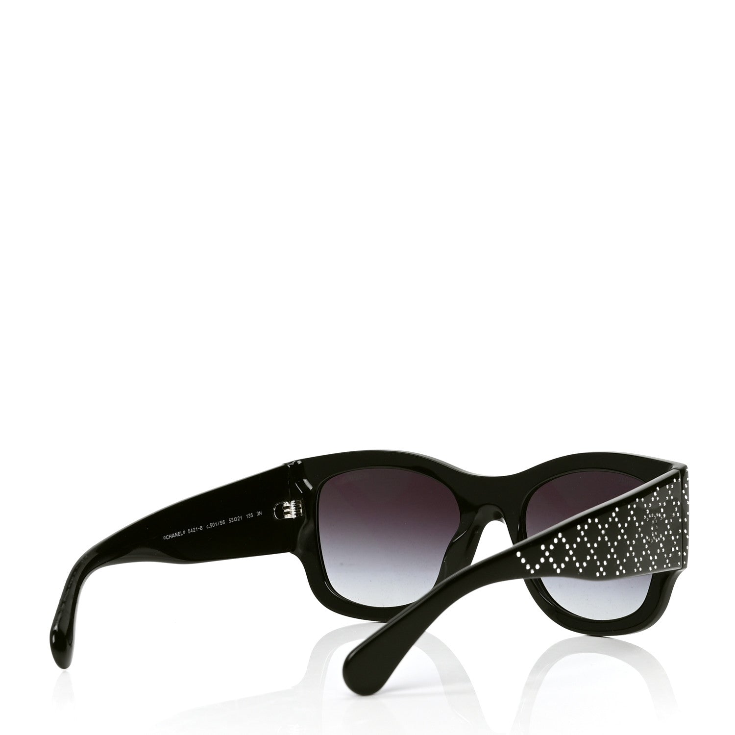 Chanel Acetate Strass Rectangle Sunglasses 5421B Black 4 of 4