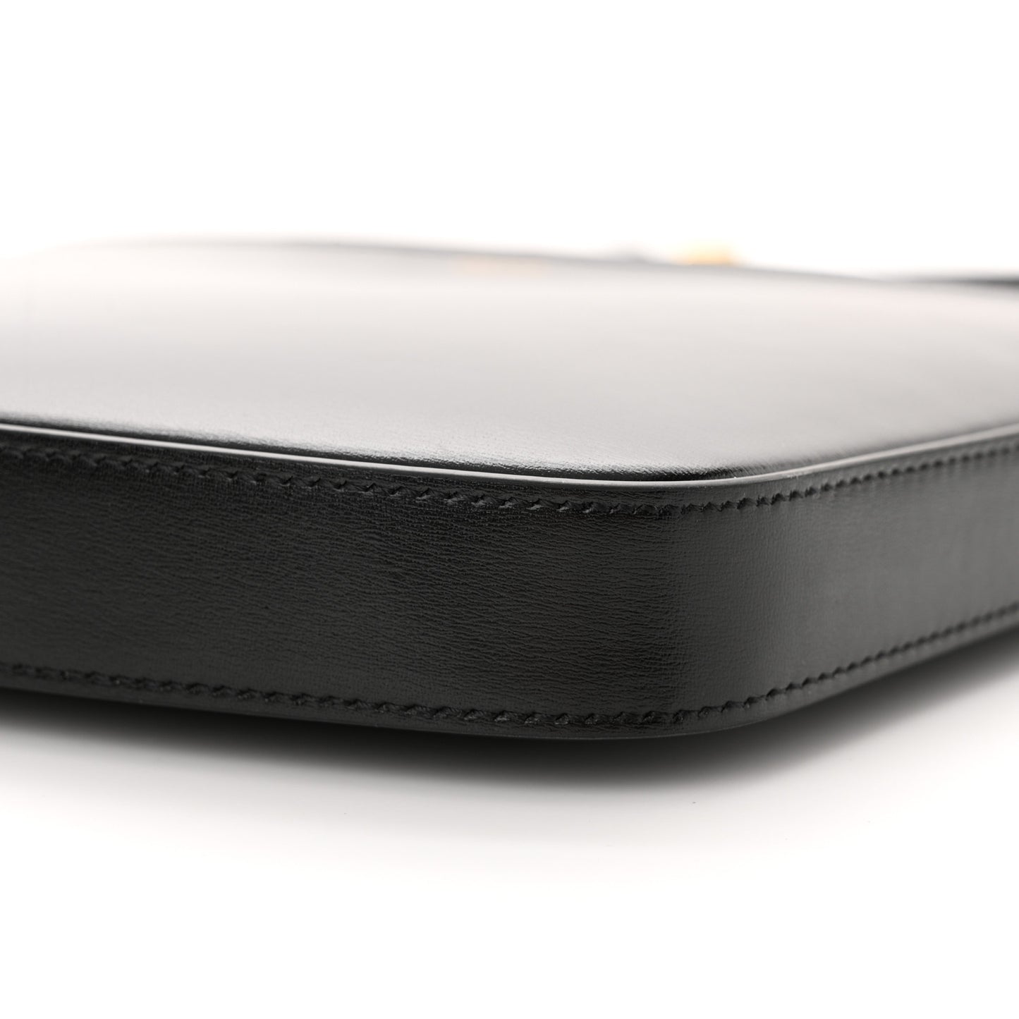 Shiny Calfskin Medium Croque Bag Black