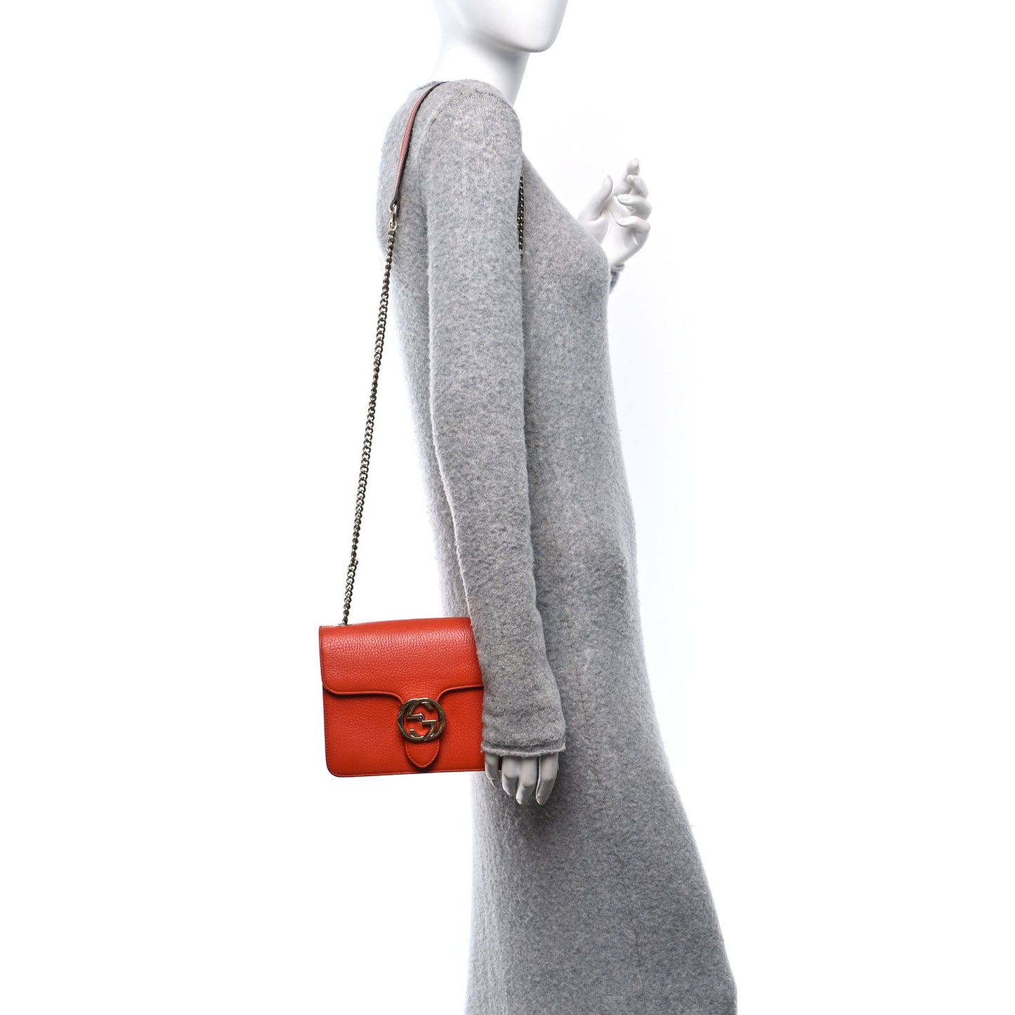 Dollar Calfskin Small Interlocking G Shoulder Bag Sun Orange