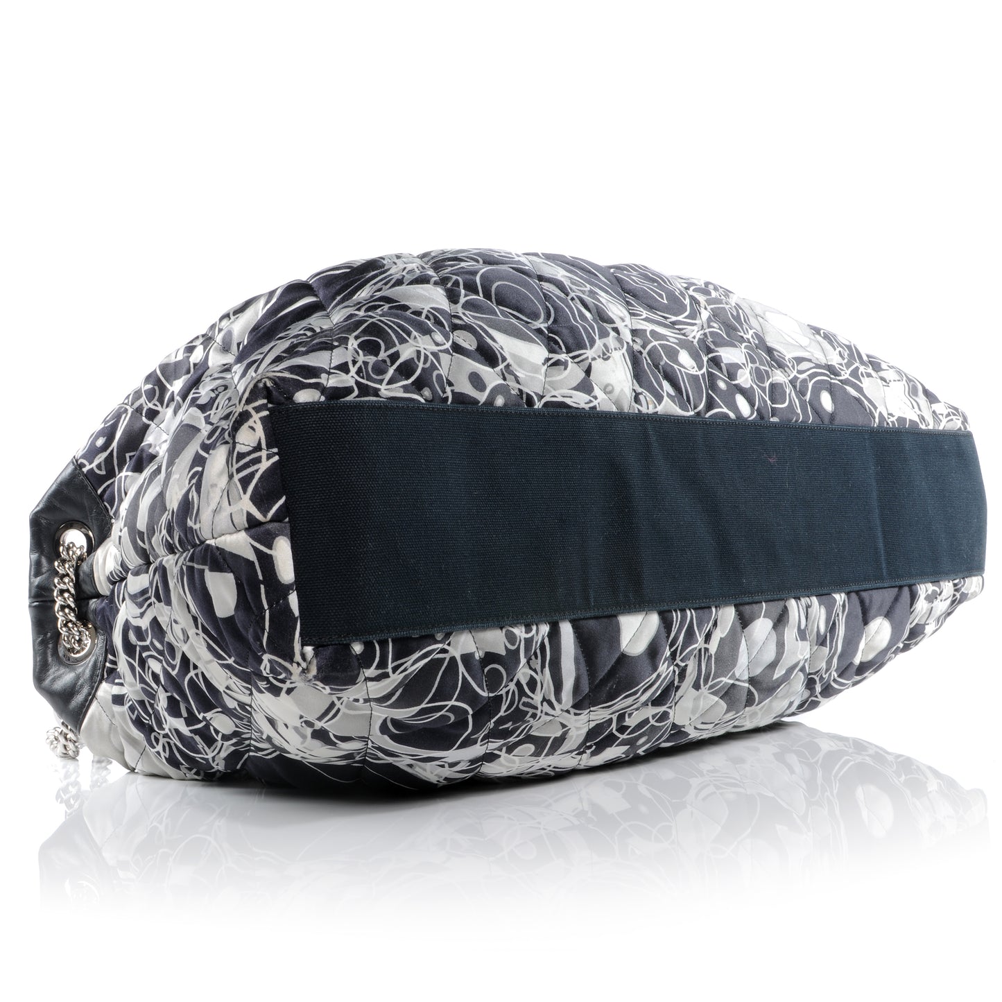 Satin Quilted Large Kaleidoscope Tote Black