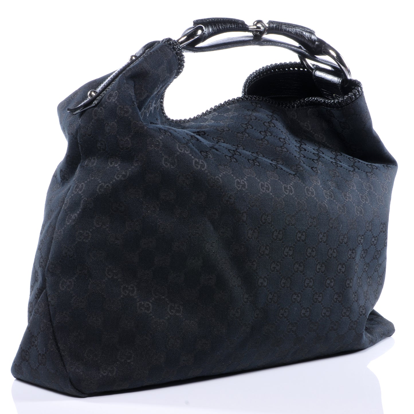 Monogram Large Horsebit Chain Hobo Black