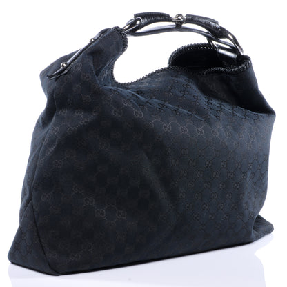 Gucci Monogram Large Horsebit Chain Hobo Black 3 of 9