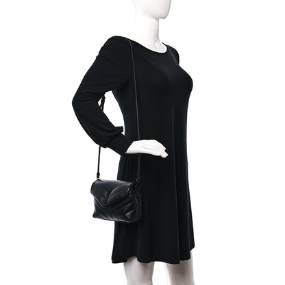Saint Laurent Calfskin Y Quilted Monogram Monochrome Toy Loulou Crossbody Bag Black 3 of 8