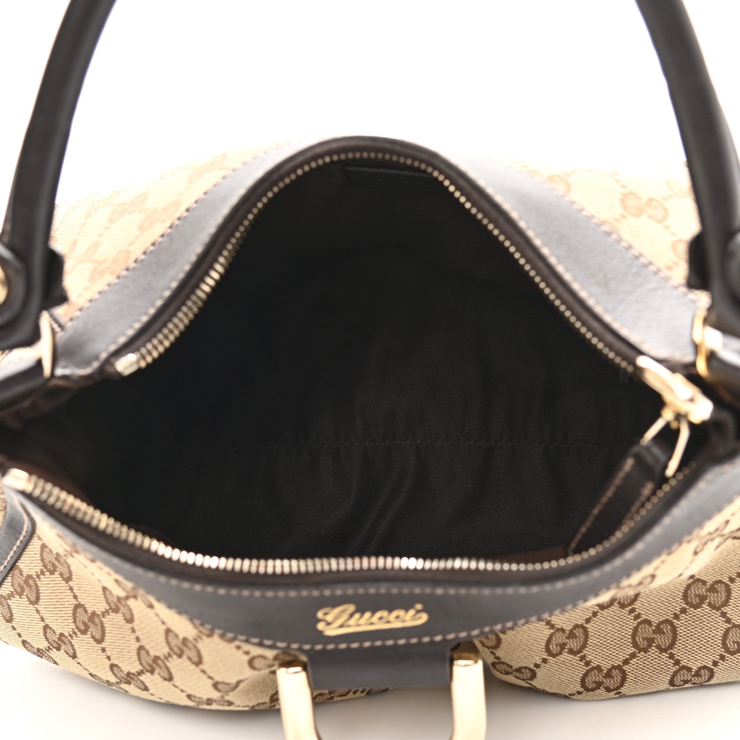 Gucci Monogram Medium D Gold Ring Hobo Dark Brown 5 of 12