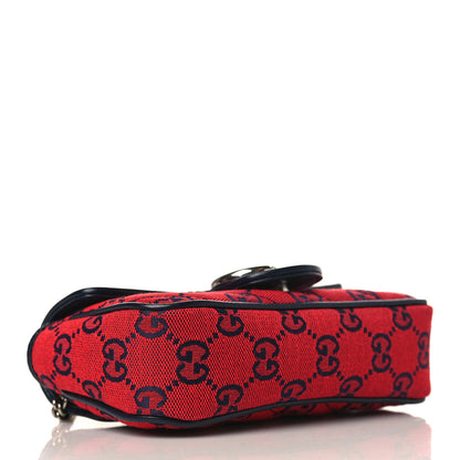 Gucci Monogram Multicolor Matelasse Diagonal Super Mini GG Marmont Shoulder Bag Red Blue 3 of 9