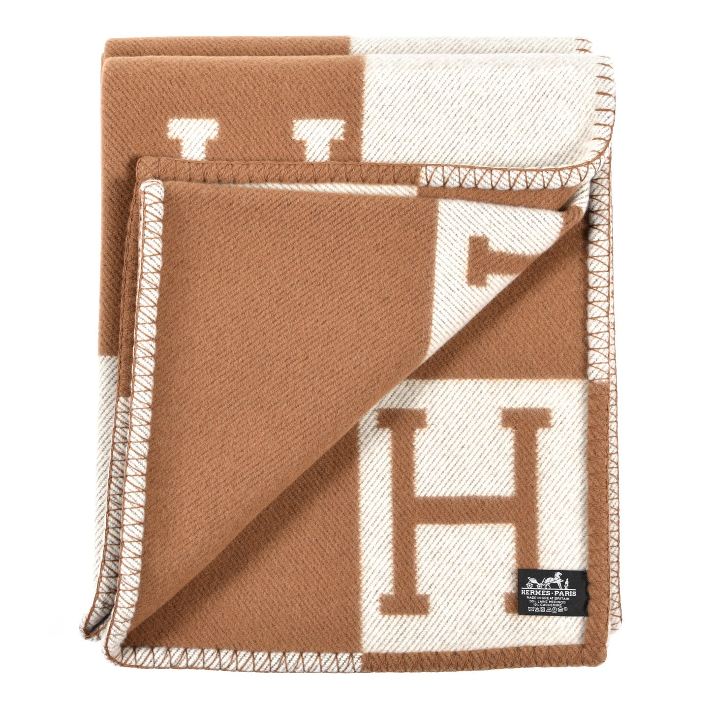 Wool Cashmere Avalon Blanket Ecru Camel