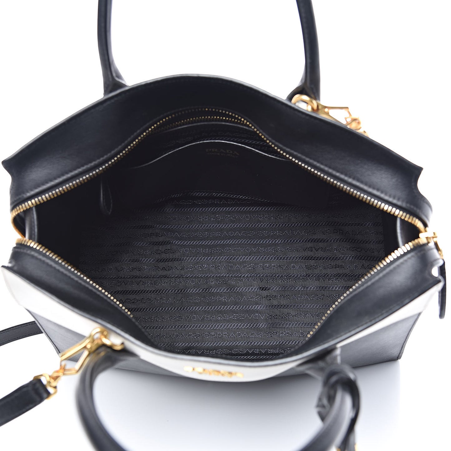 Saffiano City Calf Medium Esplanade Tote Black White
