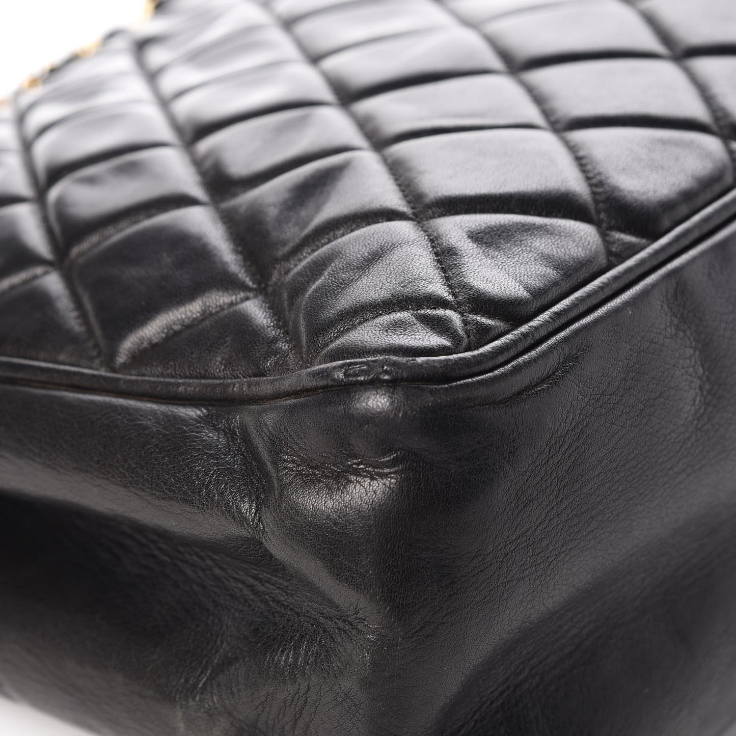 Lambskin Quilted Shopper Tote Black