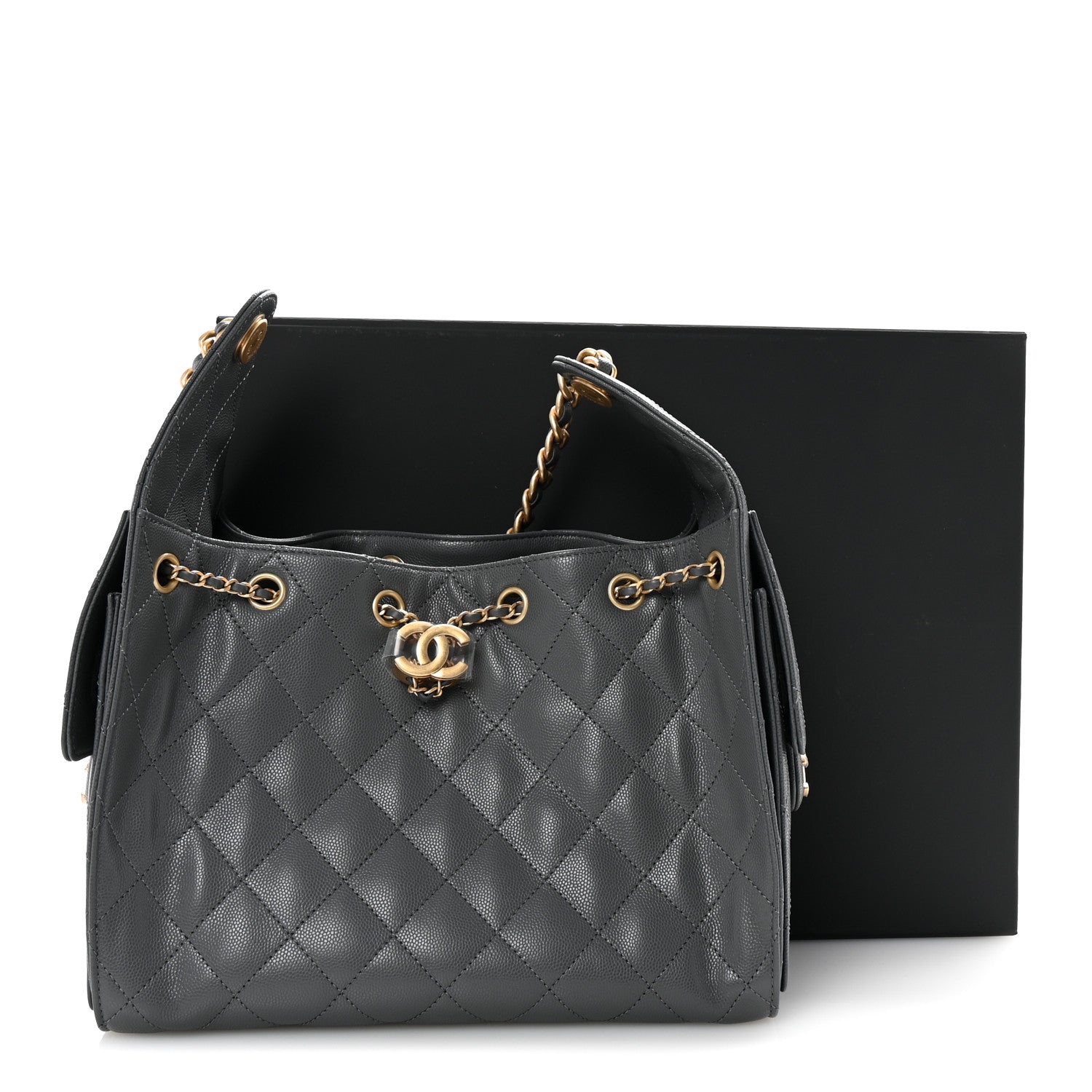 Chanel Caviar Quilted Small Chanel 25 Handbag Dark Grey 10 of 10