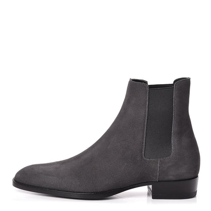Saint Laurent Suede Mens Wyatt Chelsea Boots 40 Paris Fog 1 of 9