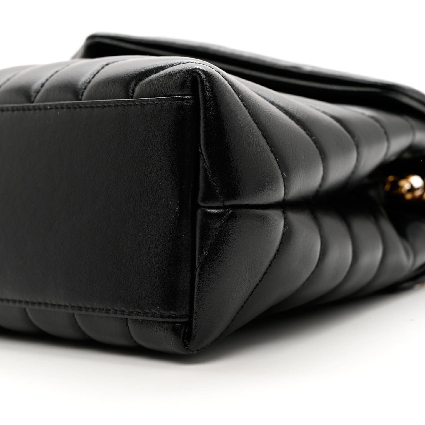 Calfskin Y Quilted Monogram Small Loulou Chain Satchel Black