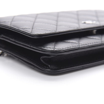 Chanel Lambskin Quilted Wallet On Chain WOC Black 10 of 14