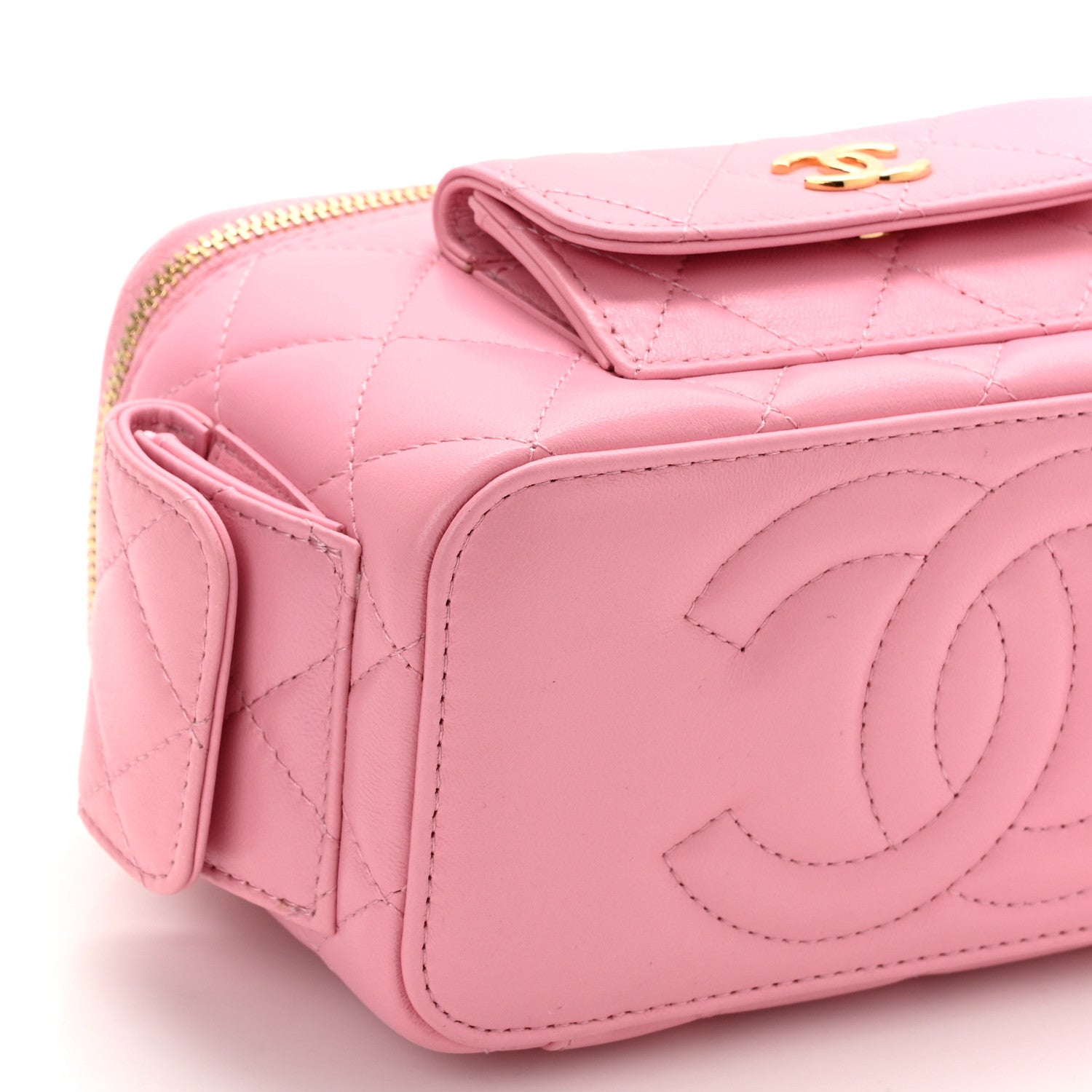 Chanel Lambskin Quilted Polly Pocket East West Top Vanity With Chain Pink 10 of 12