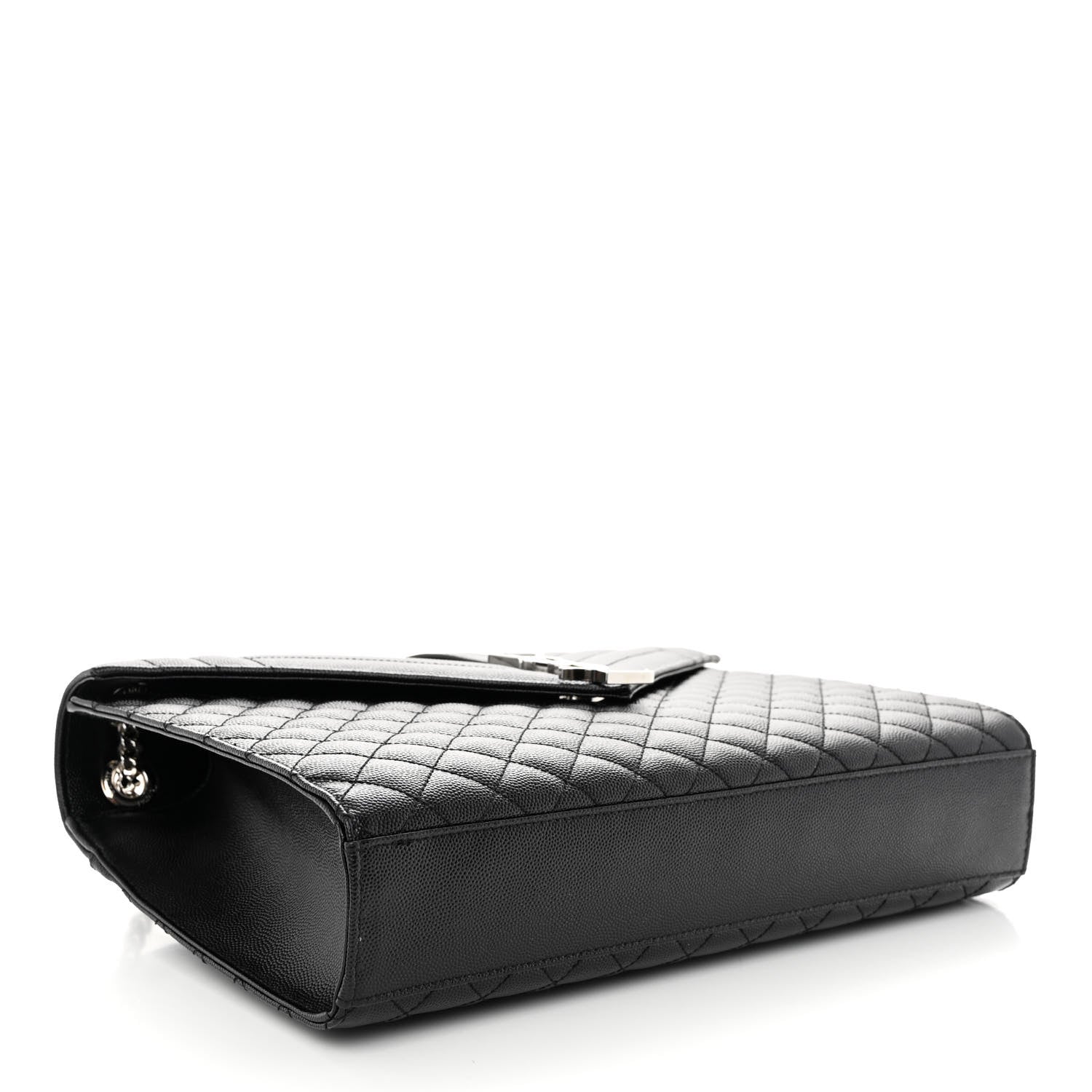 Saint Laurent Grain De Poudre Textured Mixed Matelasse Large Triquilt Monogram Satchel Black 4 of 10