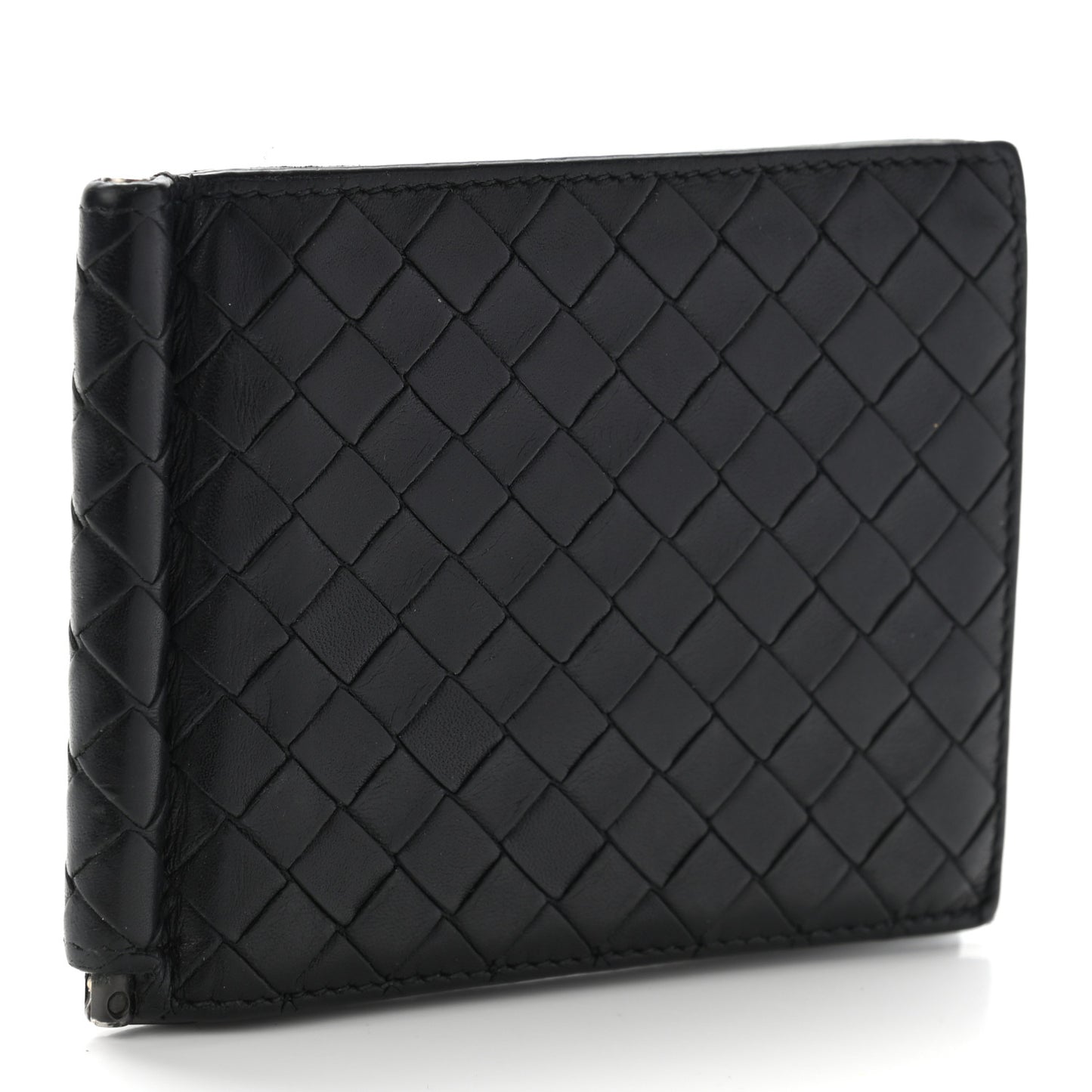 Nappa Intrecciato Bi-Fold Money Clip Wallet Black