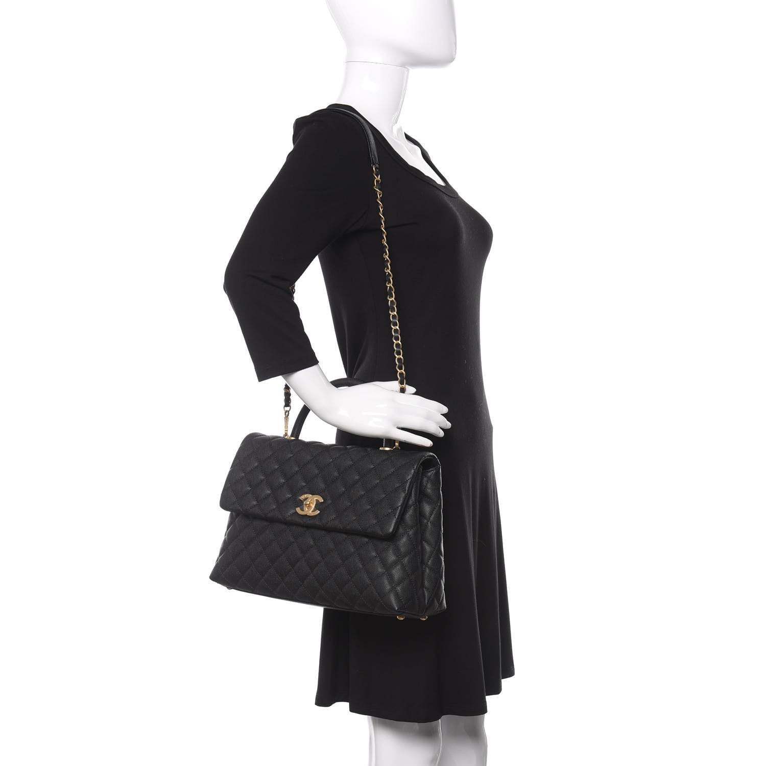 Chanel Caviar Quilted Medium Coco Handle Flap Black 2 of 10