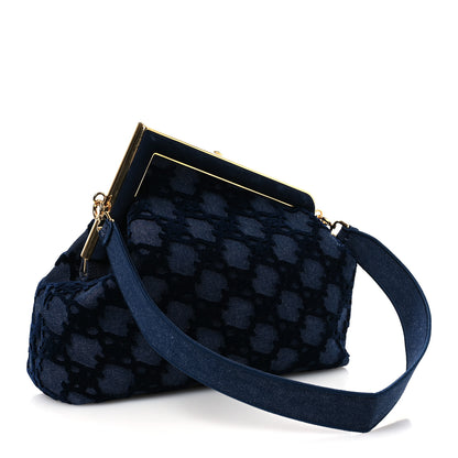 Fendi Denim Karligraphy Embroidered Medium Fendi First Blue 3 of 12
