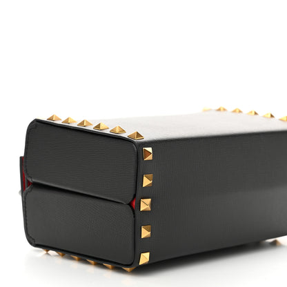 Valentino Garavani Grainy Calfskin Rockstud Alcove Box Top-Handle Bag Black 8 of 10