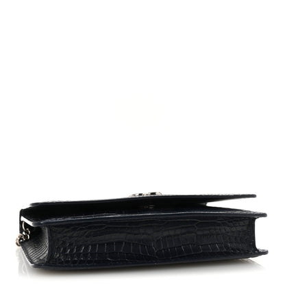 Jimmy Choo Calfskin Crocodile Embossed Palace Crossbody Navy 4 of 10