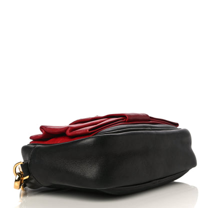 Prada Nappa Fiocco Bow Crossbody Clutch Black Fuoco 4 of 16