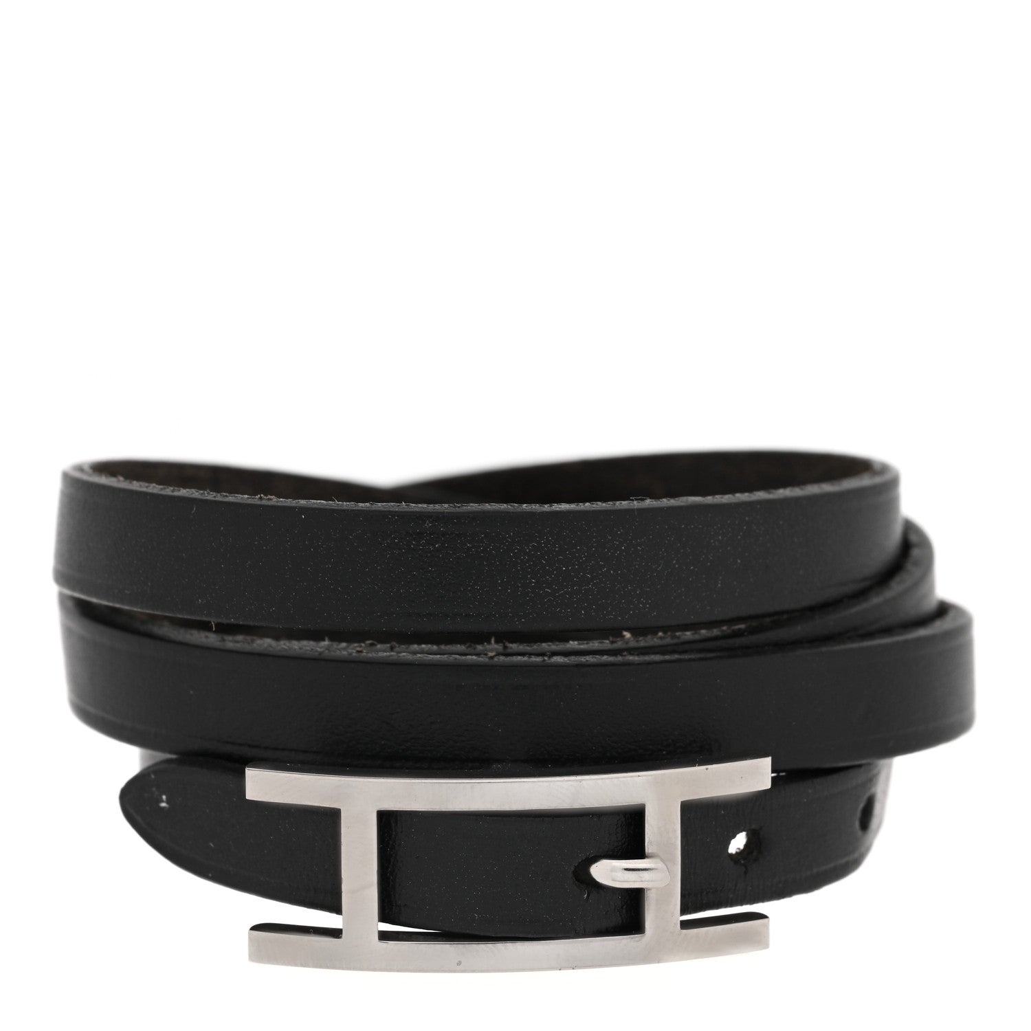 Hermes Chamonix Hapi 3MM Triple Tour Wrap Bracelet Black 1 of 5