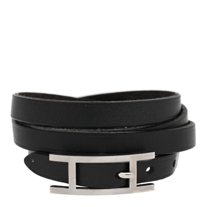 Hermes Chamonix Hapi 3MM Triple Tour Wrap Bracelet Black 1 of 5