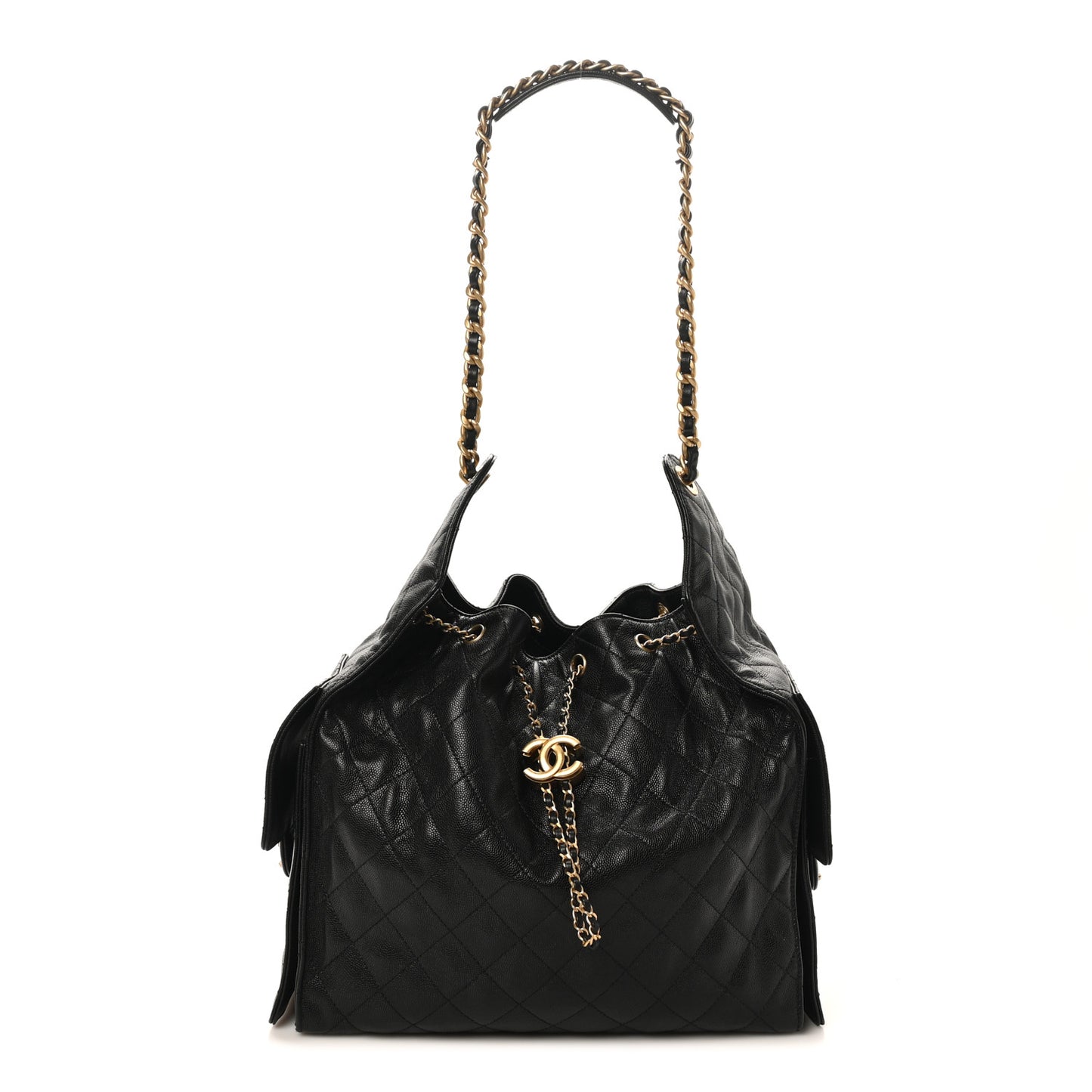 Caviar Quilted Medium Chanel 25 Handbag Black