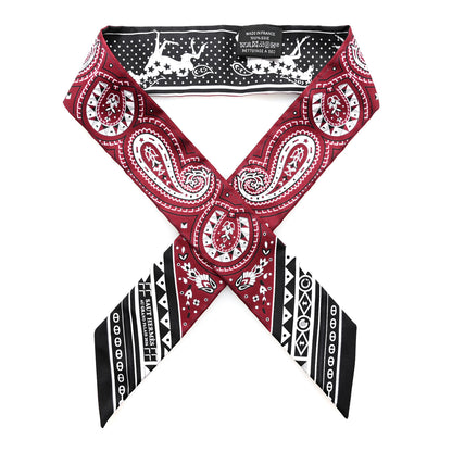 Hermes Silk Cheval De Coeur Bandana Twilly Bordeaux Black White 1 of 4