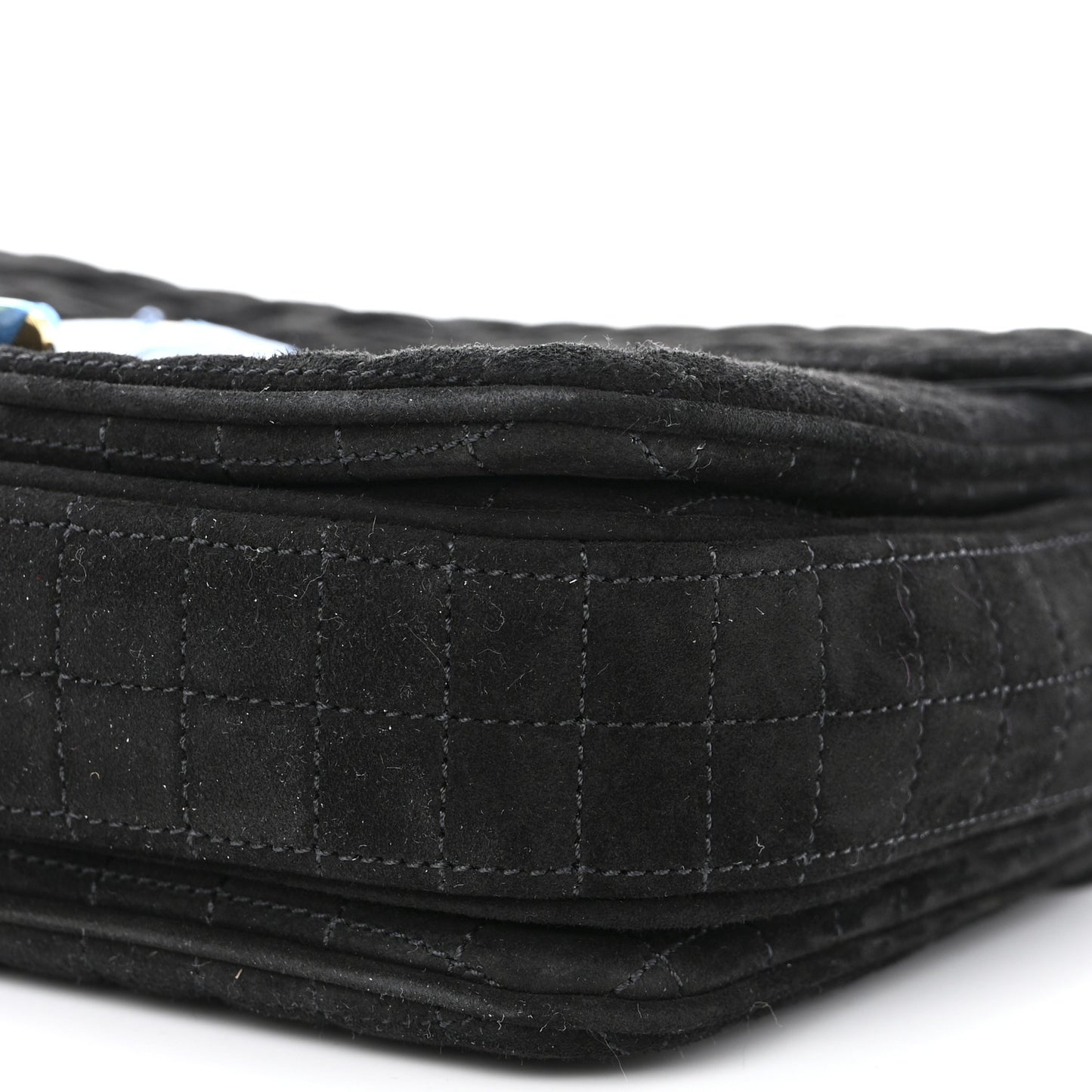 Suede Quilted Medium C Bag Black