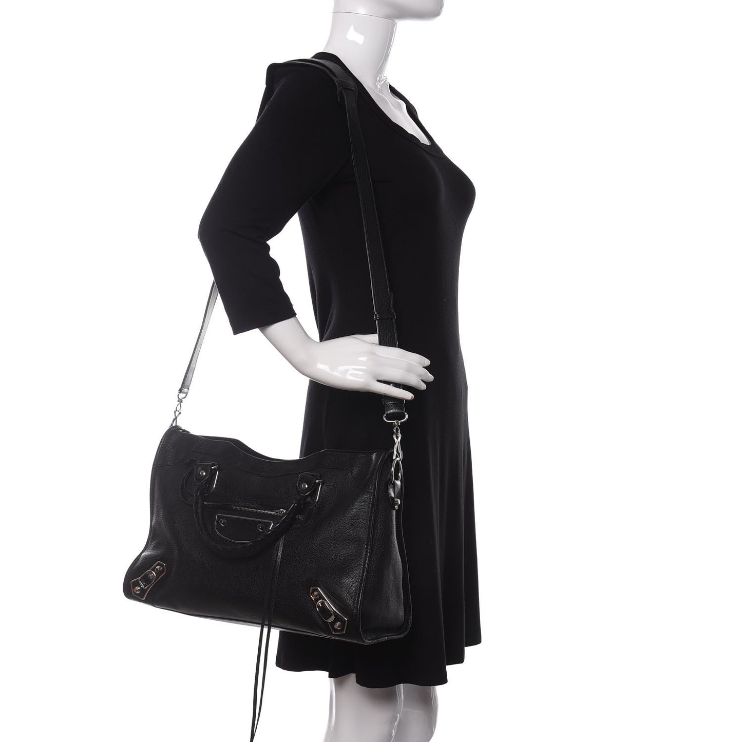Chevre Silver Metallic Edge Hardware City Black