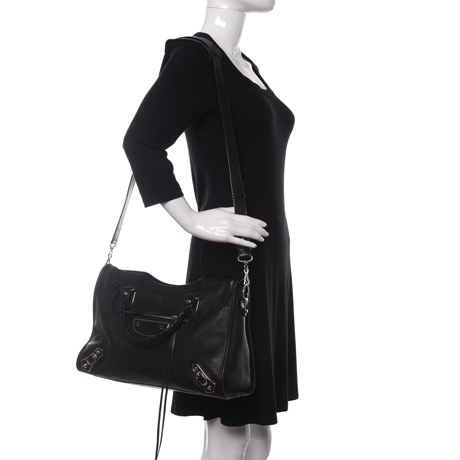 Balenciaga Chevre Silver Metallic Edge Hardware City Black 2 of 14