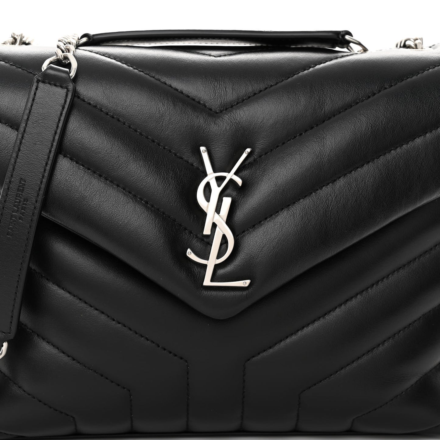 Calfskin Y Quilted Monogram Small Loulou Chain Satchel Black