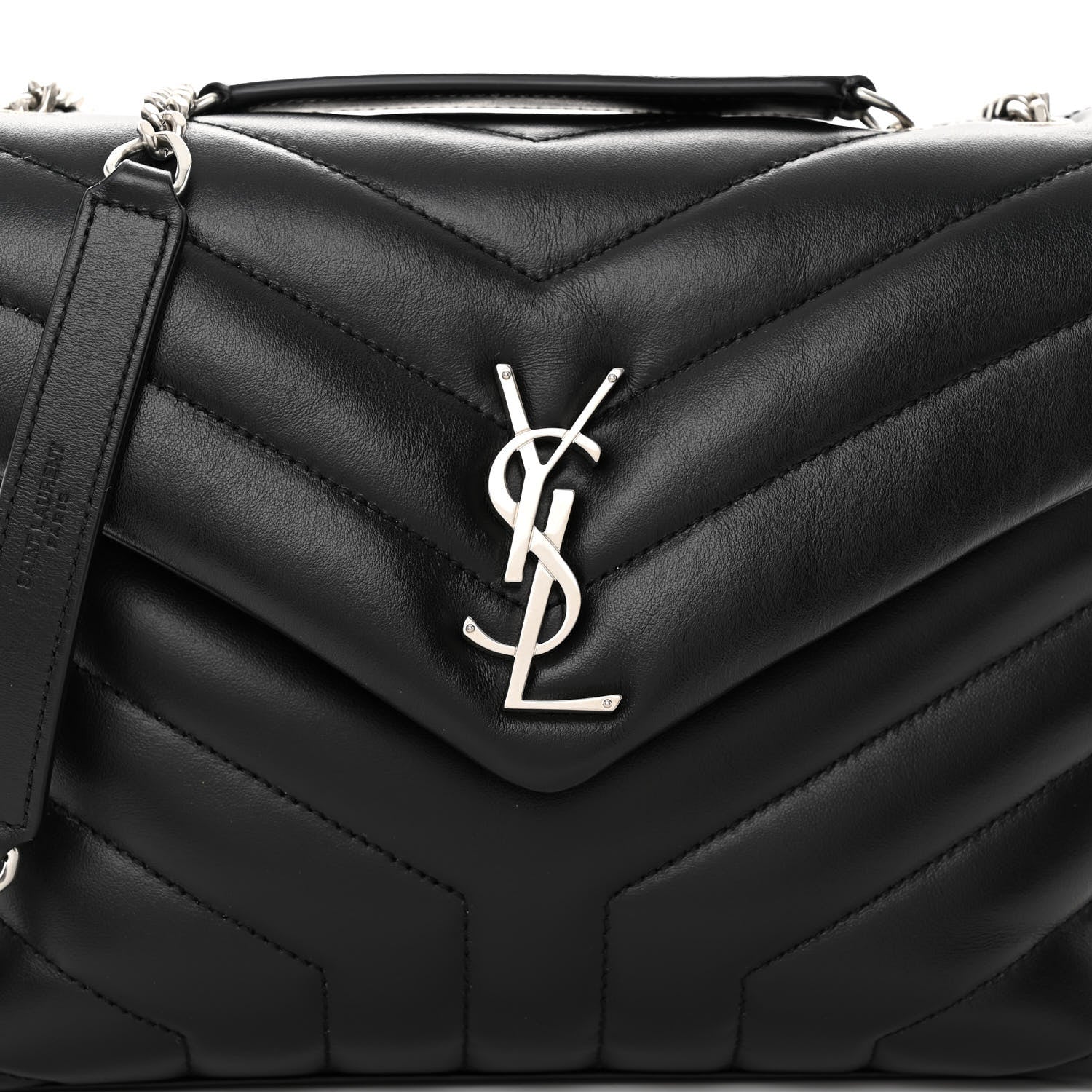 Saint Laurent Calfskin Y Quilted Monogram Small Loulou Chain Satchel Black 8 of 11