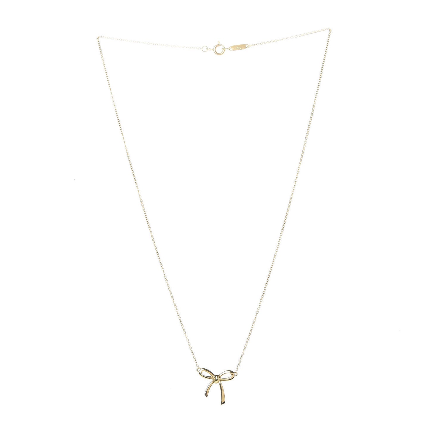 18K Yellow Gold Mini Bow Pendant Necklace
