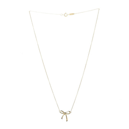 Tiffany 18K Yellow Gold Mini Bow Pendant Necklace 3 of 7