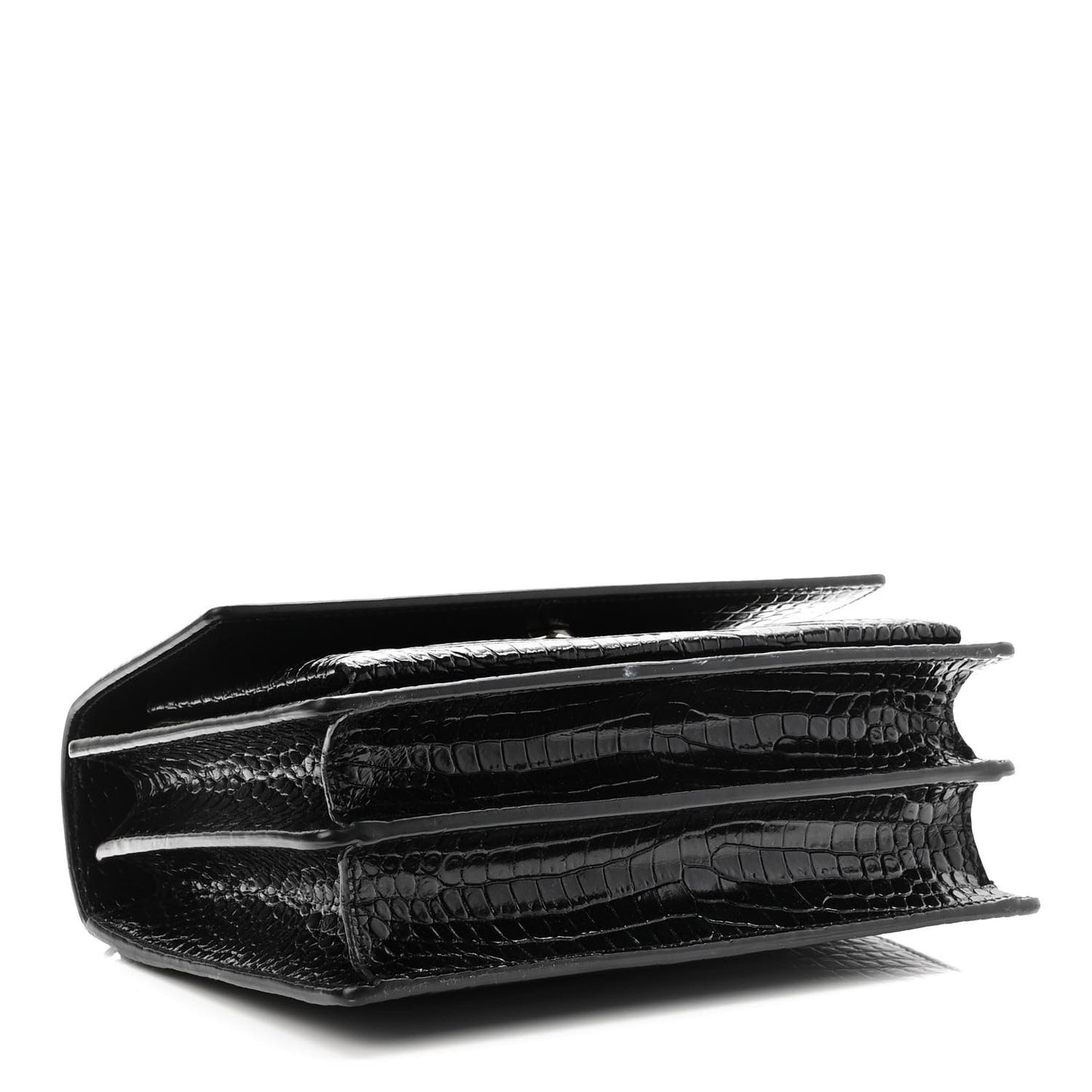 Calfskin Crocodile Embossed Medium Monogram Sunset Black